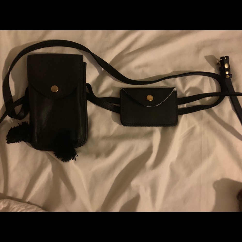 Nena and Co quigley black leather belt bag